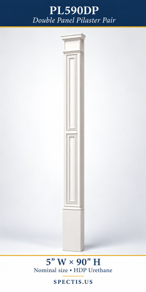 PL590DP Double Panel Pilaster Pair – 5″ W × 90″ H – HDP Urethane