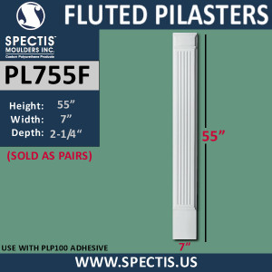 PL755F Fluted Pilasters Spectis Urethane 7" x 55"