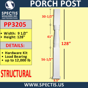 PP3205 Spectis Structural Urethane Porch Post 9 1/2" X 128"