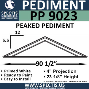 PP9023 Peaked Pediment for Door 90 1/2" x 23 1/8"