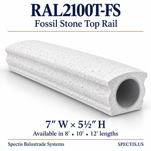 RAL2100T-FS Spectis Fossil Stone urethane top rail, 7 inches wide by 5½ inches high