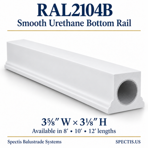 RAL2104B Spectis Smooth urethane bottom rail, 3⅝ inches wide by 3⅛ inches high