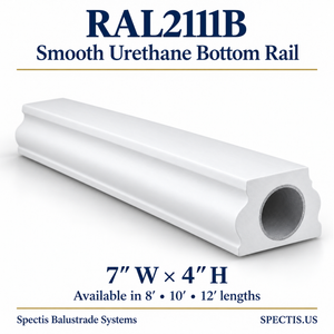 RAL2111B Spectis Smooth urethane bottom rail, 7 inches wide by 4 inches high