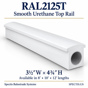RAL2125T Spectis Smooth urethane top rail, 3½ inches wide by 4¾ inches high