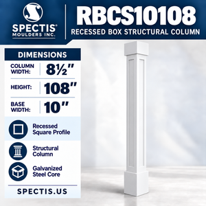 RBCS10108 Recessed Panel Structural Box Column – 8½″ square shaft × 108″ height