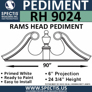 RH9024 Rams Head Window/Door Pediment 90" x 24 3/4"