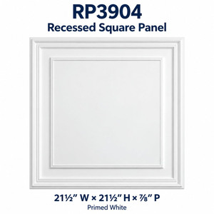 RP3904 Recessed Square Panel; 21½″ W × 21½″ H × ⅞″ P; primed white