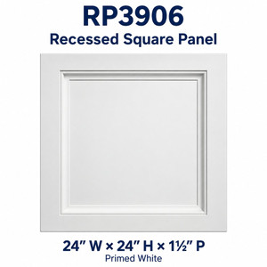 RP3906 Recessed Square Panel; 24″ W × 24″ H × 1½″ P; primed white