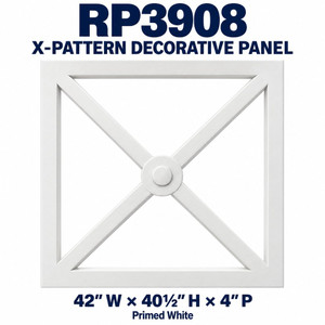 RP3908 X-Pattern Decorative Panel; 42″ W × 40½″ H × 4″ P; primed white