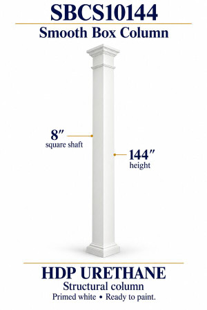 SBCS10144 Smooth Structural Box Column – 8″ square shaft × 144″ height
