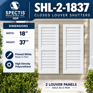 SHL-2 1837 2 Panel Closed Louver Polyurethane Shutters - 18 x 37 (Pair)
