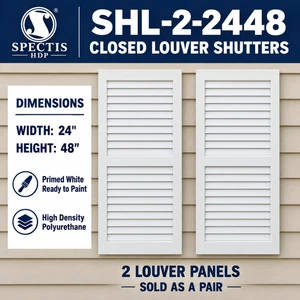 SHL-2 2448 2 Panel Closed Louver Polyurethane Shutters - 24 x 48 (Pair)