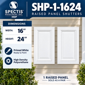SHP-1 1624 1 Raised Panel Polyurethane Shutters - 16 x 24 (Pair)