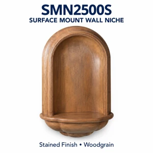 SMN2500S surface mount wall niche, Stained Finish, Woodgrain; product illustration