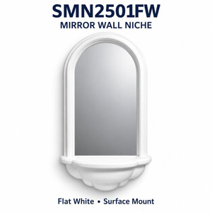 SMN2501FW mirror wall niche, Flat White, Surface Mount; product illustration