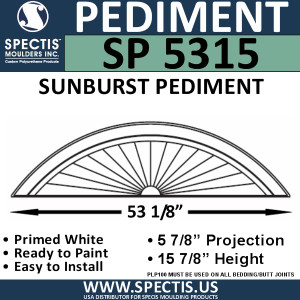 SP5315 Sunburst Pediment 54 11/16" x 15 7/8"