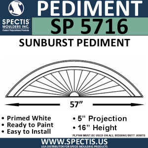 SP5716 Sunburst Pediment 58 3/16" x 16"