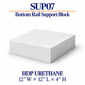 SUP07 HDP urethane bottom rail support block, 12 inches wide x 12 inches long x 4 inches high