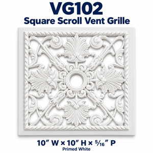 VG102 Square Scroll Vent Grille – primed white