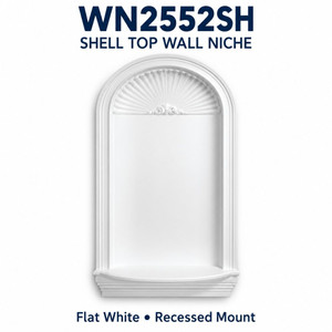 WN2552SH shell top wall niche, Flat White, Recessed Mount; product illustration