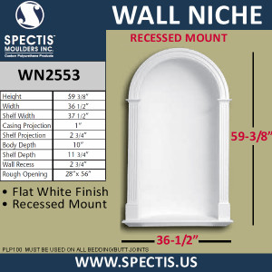 WN2553 In-Wall Niche Smooth Flat White Finish 36 1/2" x 59 3/8"