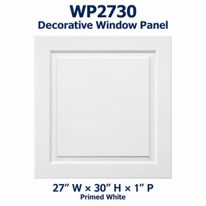 WP2730 Decorative Window Panel; 27″ W × 30″ H × 1″ P; primed white