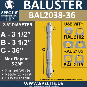 BAL2038-36 Spectis Baluster or Spindle 3 1/2" x 36"