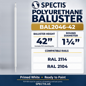 BAL2046-42 Spectis Polyurethane Baluster — 42″ H × 1 1/4″ Round; compatible rails: RAL 2114, RAL 2104