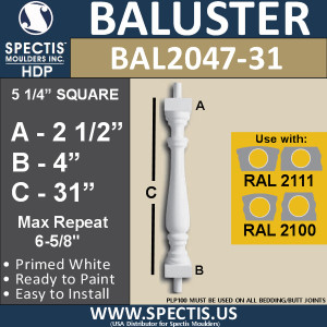 BAL2047-31 Spectis Urethane Railing Baluster 5 1/4" x 31"