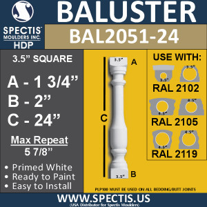 BAL2051-24 Spectis Urethane Railing Baluster 3 1/2" x 24"