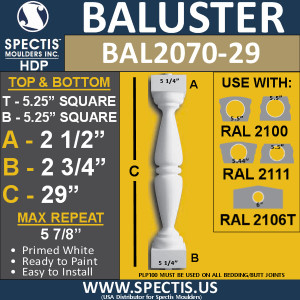 BAL2070-29 Spectis Urethane Railing Baluster 5 1/4" x 29"