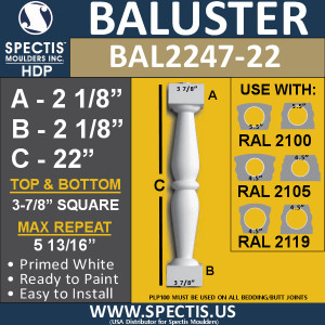 BAL2247-22 Spectis Urethane Railing Baluster 3 7/8" x 22"
