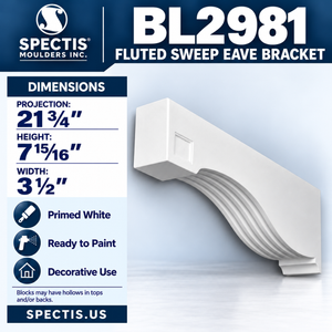BL2981 Fluted Sweep Eave Bracket 3.5"W x 7.9375"H x 21.75"P