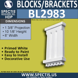 BL2983 Eave Block or Bracket 6"W x 10.13"H x 1.38" P