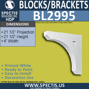 BL2995 Eave Block or Bracket 4"W x 21.5"H x 21.5" P