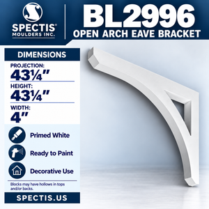 BL2996 Open Arch Eave Bracket 4"W x 43.25"H x 43.25"P