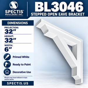 BL3046 Stepped Open Eave Bracket 6"W x 32"H x 32"P