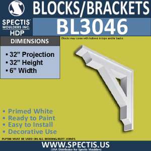 BL3046 Eave Block or Bracket 6"W x 32"H x 32" P
