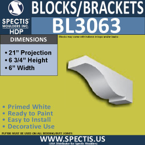 BL3063 Eave Block or Bracket 8"W x 21"H x 6.75" P