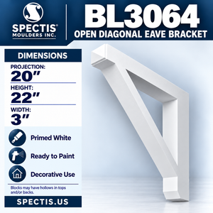 BL3064 Open Diagonal Eave Bracket 3"W x 22"H x 20"P