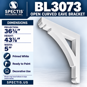 BL3073 Open Curved Eave Bracket 5"W x 43.875"H x 36.75"P