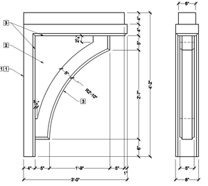 BL3082-WG Spectis Eave Block or Bracket 8"W x 50"H x 36" Projection