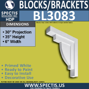 BL3083 Eave Block or Bracket 6"W x 35"H x 32" P