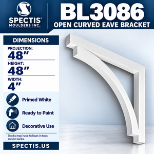 BL3086 Open Curved Eave Bracket 4"W x 48"H x 48"P