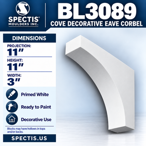BL3089 Cove Decorative Eave Corbel 3"W x 11"H x 11"P