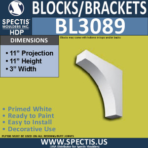 BL3089 Eave Block or Bracket 3"W x 11"H x 11" P