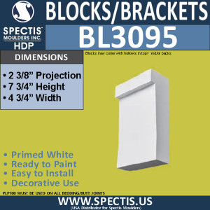 BL3095 Eave Block or Bracket 4.75"W x 7.75"H x 2.38" P