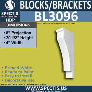 BL3096 Eave Block or Bracket 4"W x 20.5"H x 8" P