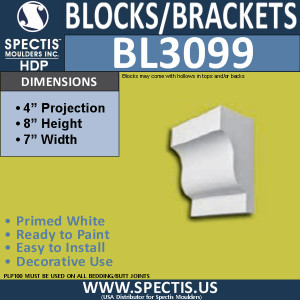 BL3099 Eave Block or Bracket 7"W x 8"H x 4" P