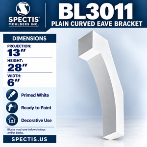 BL3011 Plain Curved Eave Bracket 6"W x 28"H x 13"P